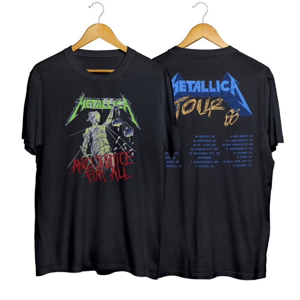 1988 Metallica And Justice For All Tour Shirt Vintage Unisex Cotton L